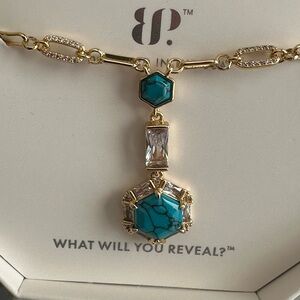 Bomb Party December Gold Turquoise Necklace